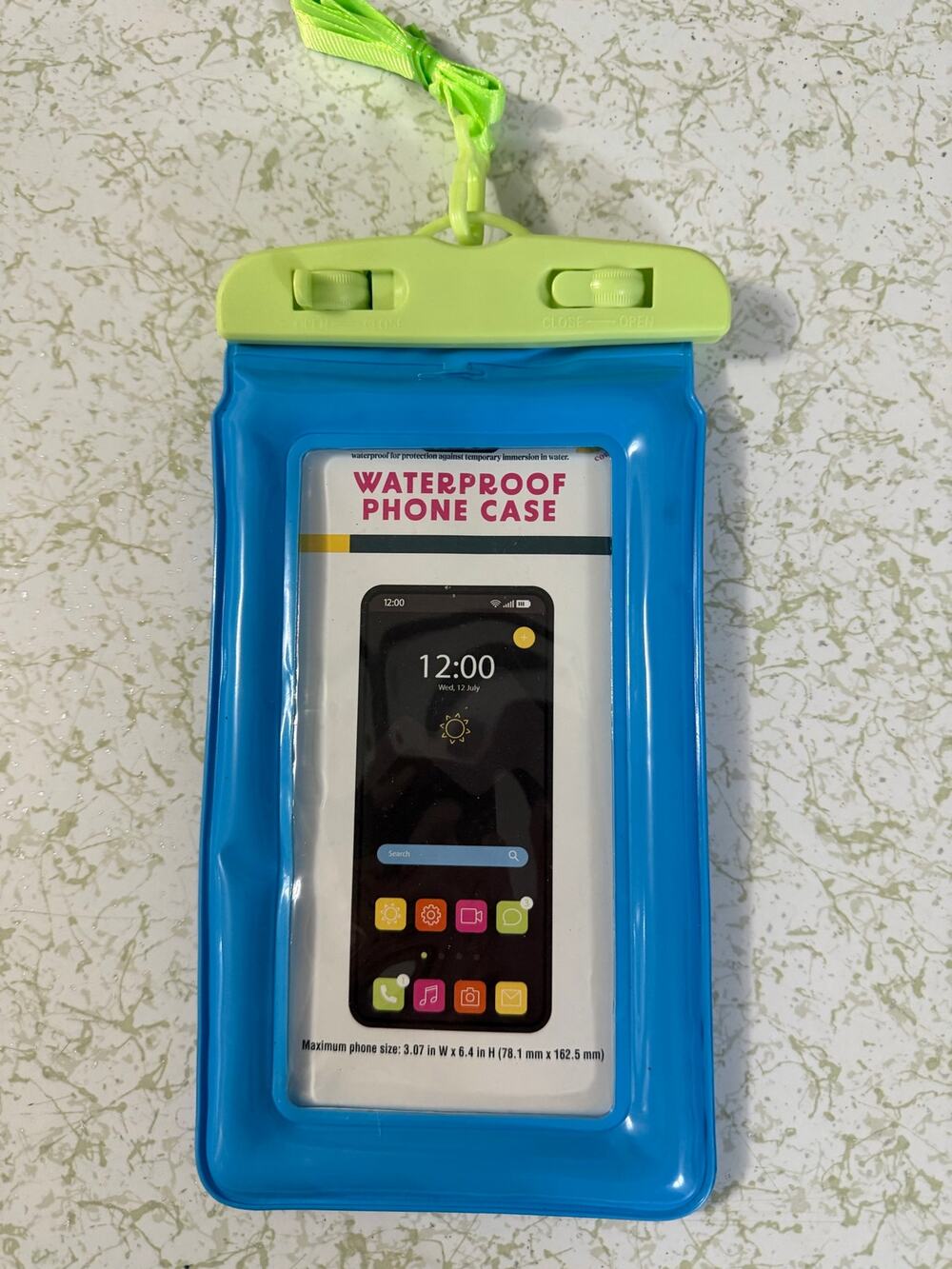 Universal Waterproof Phone Case Pouch Blue Green w/ Lanyard Fits Phones Up to 6.